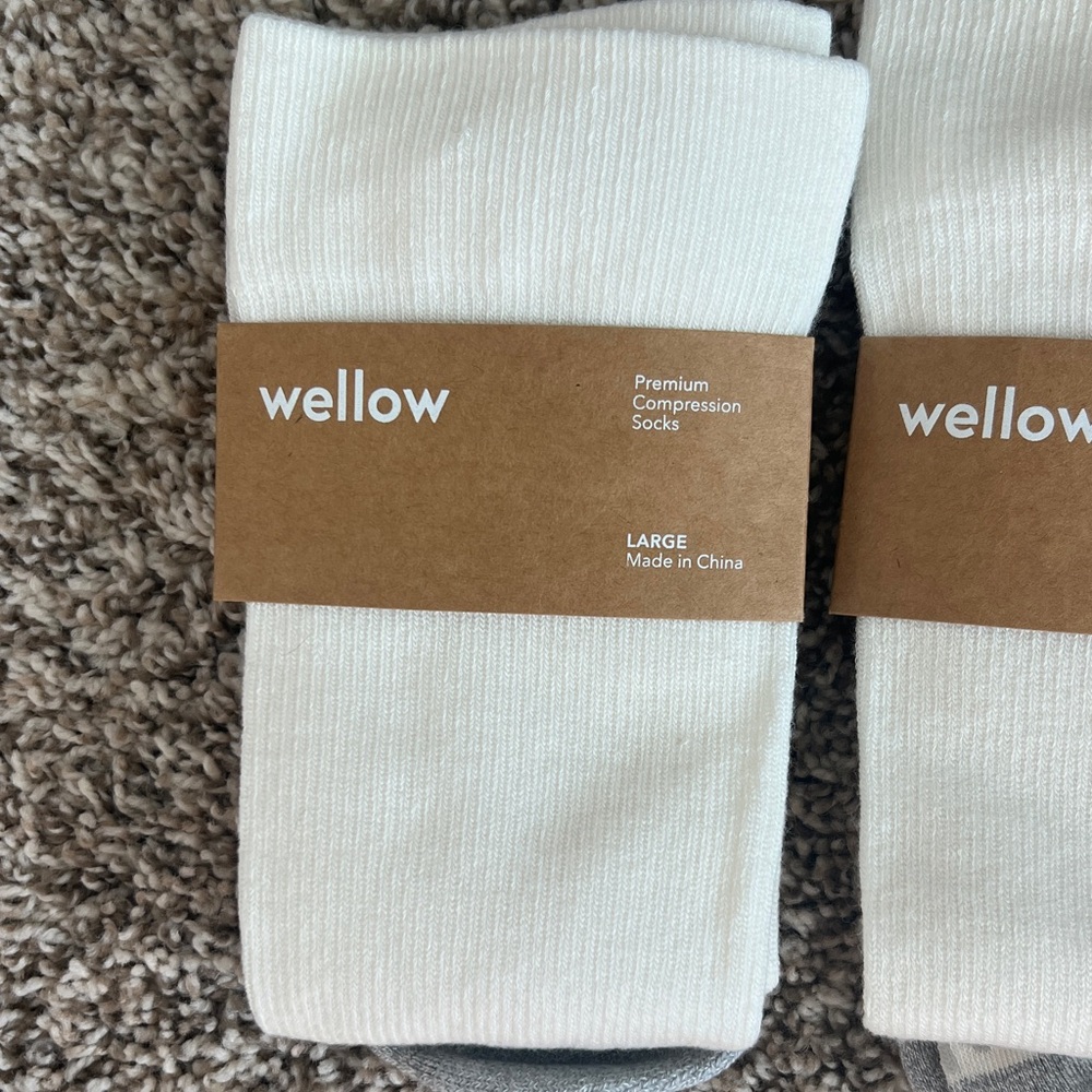NWT! Wellow Premium Compression Socks - 3 Pack in Ivory Sz LARGE - Picture 2 of 10